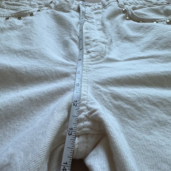 Reformation Cary High Rise Slouchy Wide Leg Jeans Fior Di Latte Studded Size 30 - Picture 9 of 10